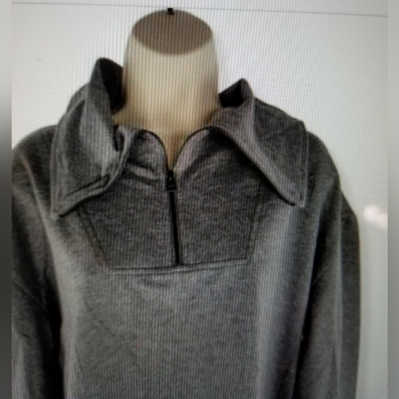 - NWT QUARTER ZIP MULTI WAY COLLAR CASUAL BEACH SWEAT SHIRT DRESS MEDIUM - Picture 3 of 10